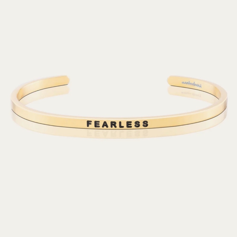FEARLESS Engraved MantraBand Cuff Bracelet - 18K Gold Dipped